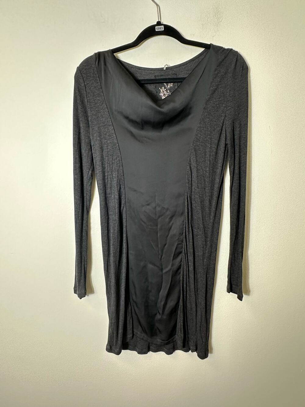 Luisa Cerano Charcoal Bodycon Cowl Neck Knit Dress Sz 10